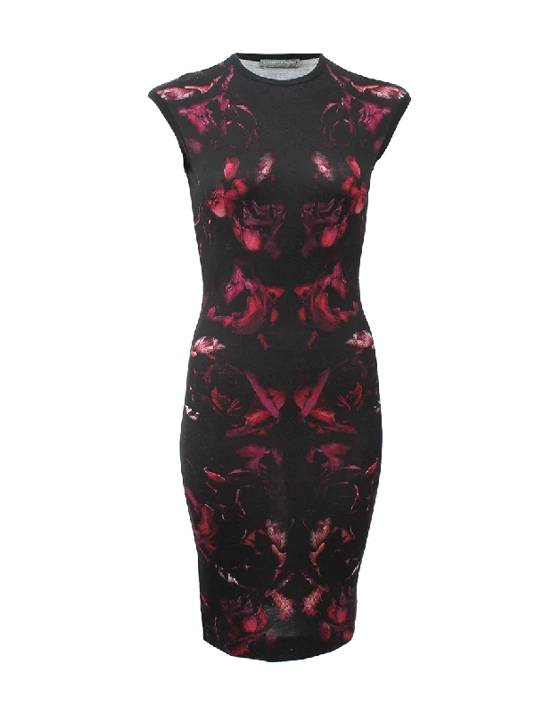 Geometric Dresses for Modern -Night Flower Print Pencil Dress