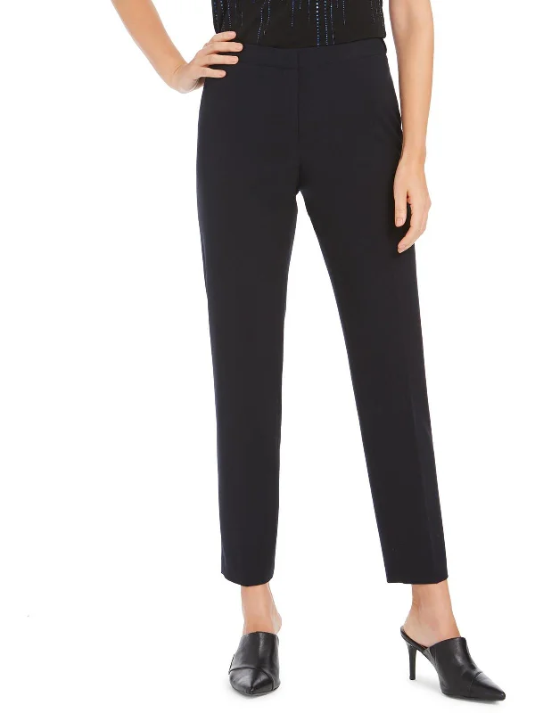 Tight trousers for women with leather accents and modern, bold design -Womens Slim Workwear Straight Leg Pants