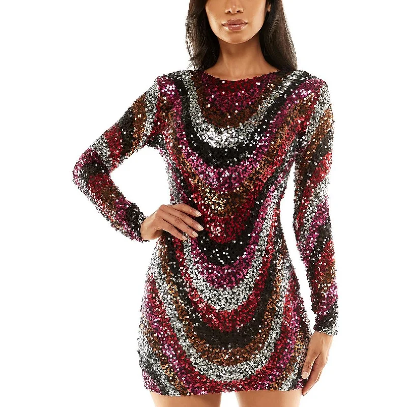 Rhinestone Party Dress for Bling Look -B. Darlin Womens Juniors Sequined Low Back Cocktail and Party Dress