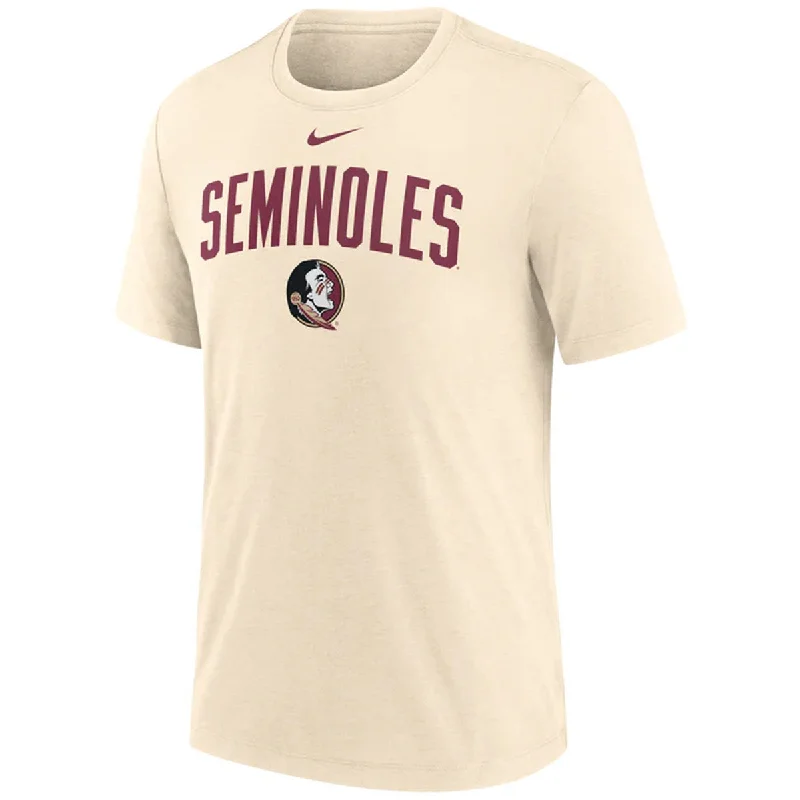 Cocktail Blouses for Event -Nike Men's Seminoles/Seminole Logo Short Sleeve Tri-blend T-shirt - Natural