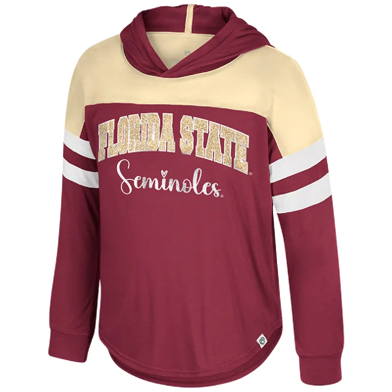 Peplum Blouses for Feminine -Colosseum Toddler Girl's Florida State Seminoles Long Sleeve Hooded T-shirt - Garnet/Gold/White