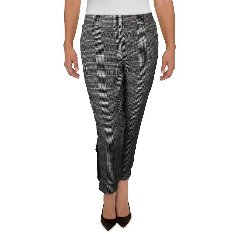 Sleek tight trousers for men with black color and slim, sharp cut -Anne Klein Womens Slim Fit Plaid Ankle Pants