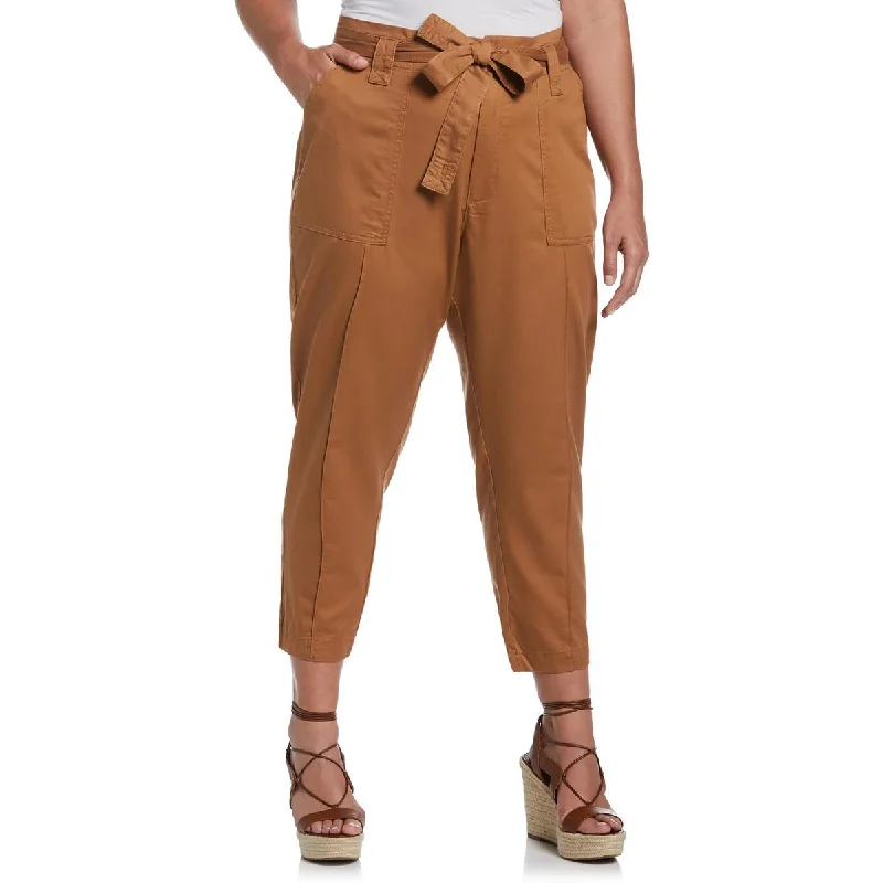 Classic tight trousers for women with smooth fabric and chic, timeless design -Ella Womens Plus Twill High Rise Cargo Pants