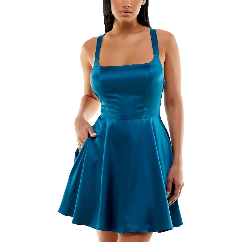 Sheath Party Dress for Sophisticated -B. Darlin Womens Juniors Satin Mini Cocktail And Party Dress