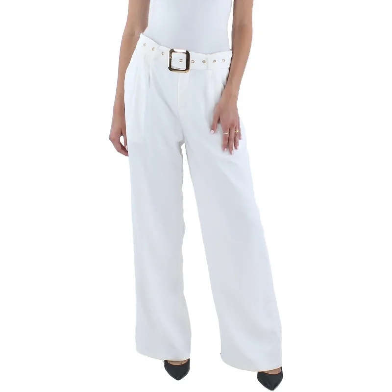 Tailored tight trousers for men with sharp crease and polished look -N by Nancy Womens High Rise Pleated Wide Leg Pants