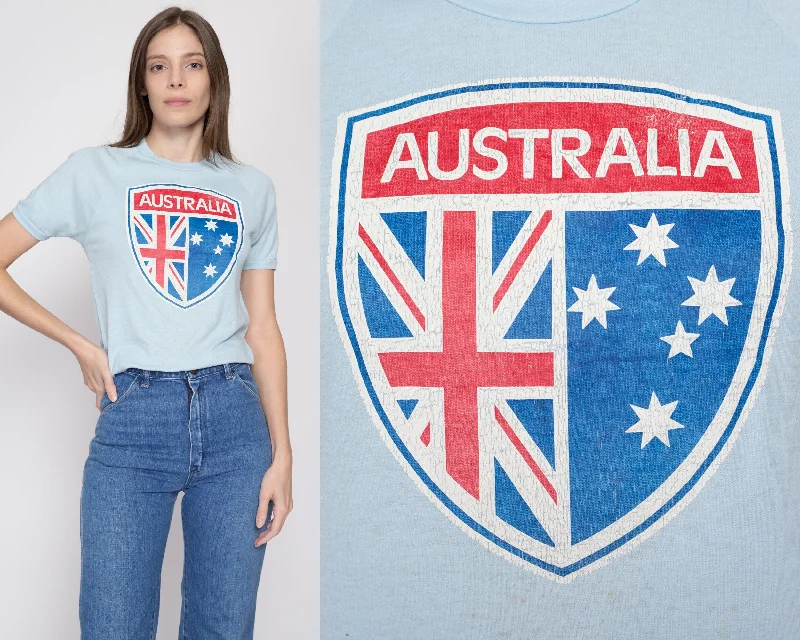 Black Blouses for Versatile -Small 70s Australian Flag T Shirt