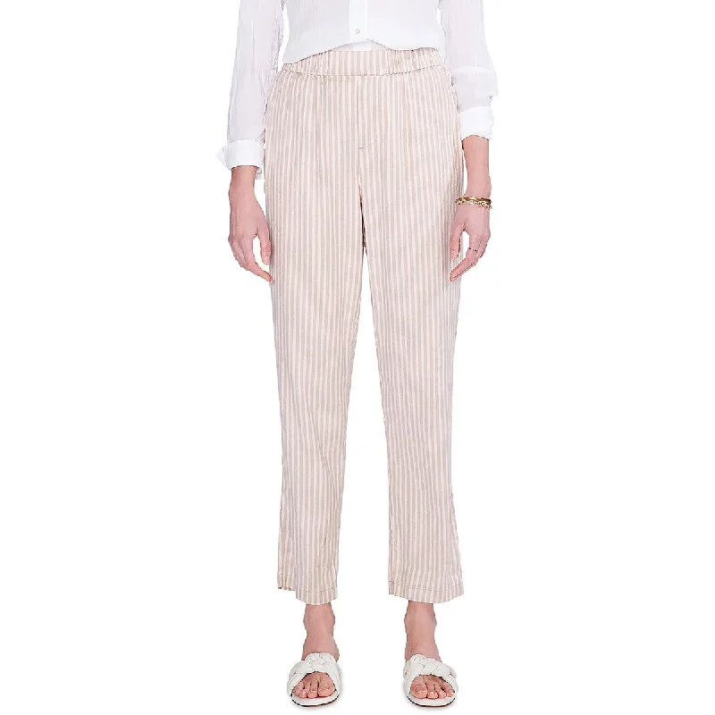 High-rise tight trousers for women with pleated front and classic look -Nic + Zoe Womens Striped Casual Straight Leg Pants