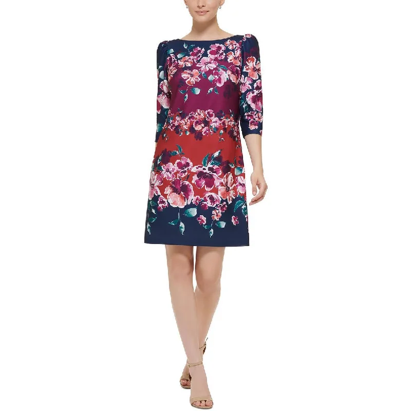 Hippie Dresses with Beads -Jessica Howard Womens Plus Floral Knee-Length Shift Dress