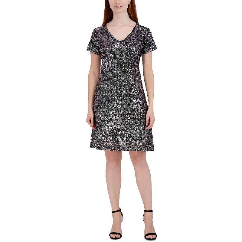 Red Party Dress for Statement Look -Signature By Robbie Bee Womens Petites Sequined Knee Cocktail and Party Dress