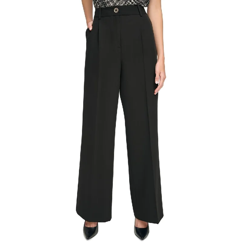 Sleek tight trousers for men with black color and slim, sharp cut -Tommy Hilfiger Womens Mid Rise Office Wide Leg Pants