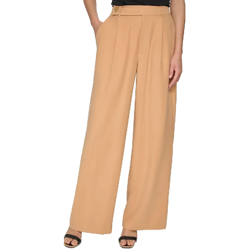 Tight trousers for men with tapered legs and sharp, tailored finish -DKNY Womens High Rise Pleated Wide Leg Pants