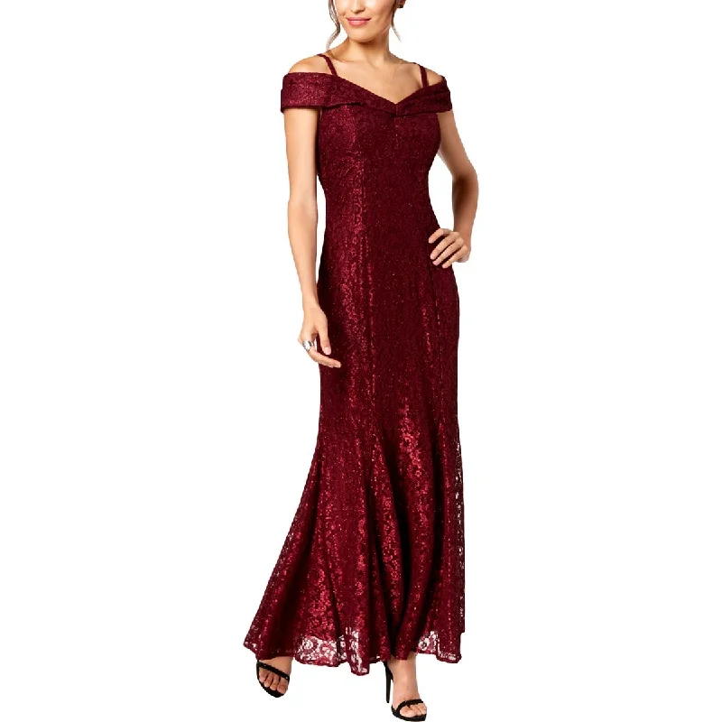 Silk Dresses for Luxurious -R&M Richards Womens Petites Lace Maxi Evening Dress