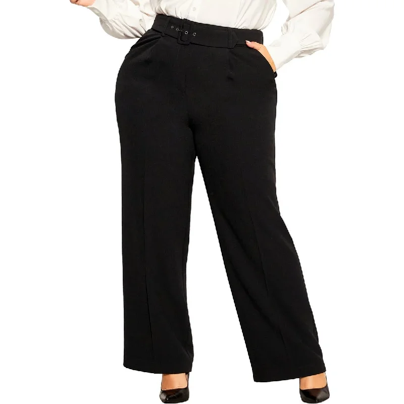 Skinny tight trousers for women with ankle-length and flattering cut -City Chic Womens Pleated  Wide Leg Pants