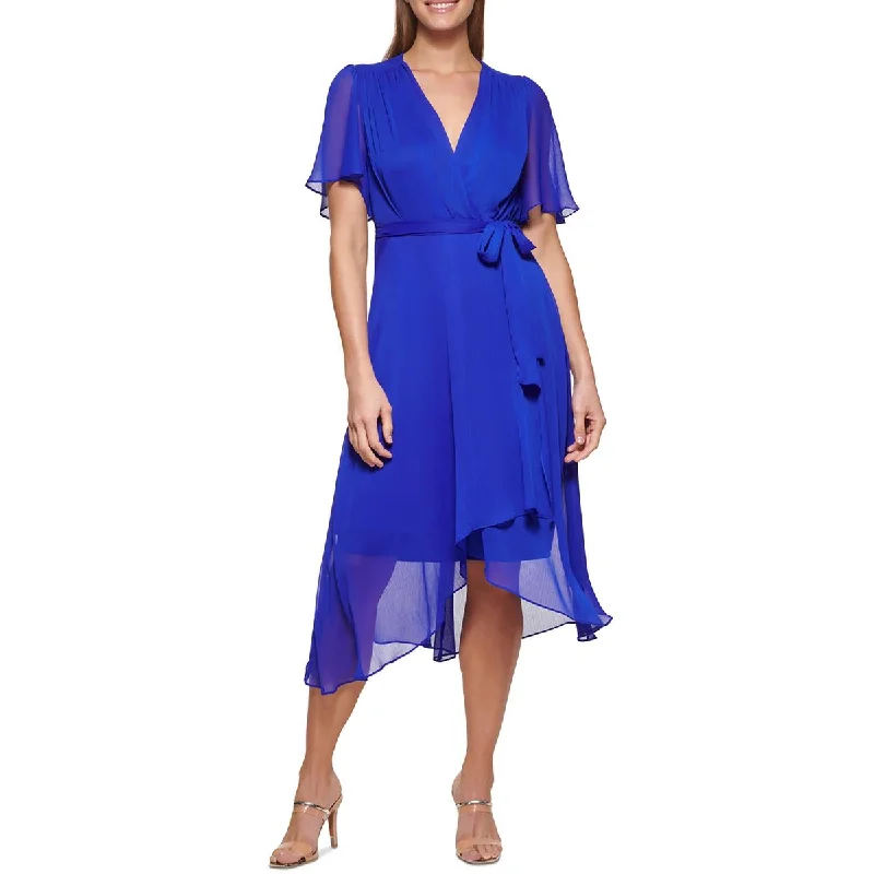 Punk Dresses with Spikes -DKNY Womens Flutter Sleeve Midi Wrap Dress