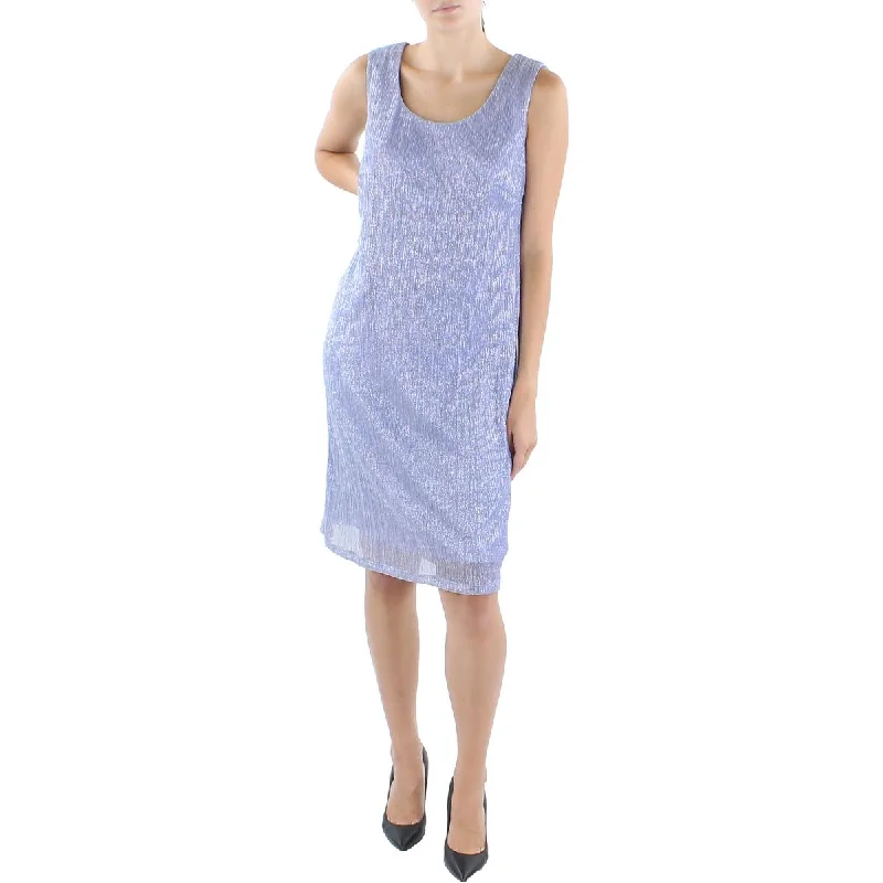 High Neck Party Dress for Modest Look -R&M Richards Womens Petites Metallic Sleeveless Cocktail and Party Dress