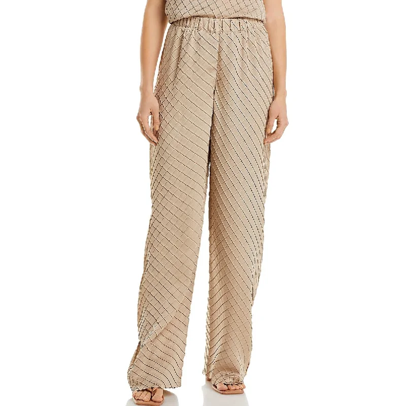 Casual tight trousers for women with comfy waistband and minimalistic style -Lafayette 148 New York Womens High Rise Textured Palazzo Pants