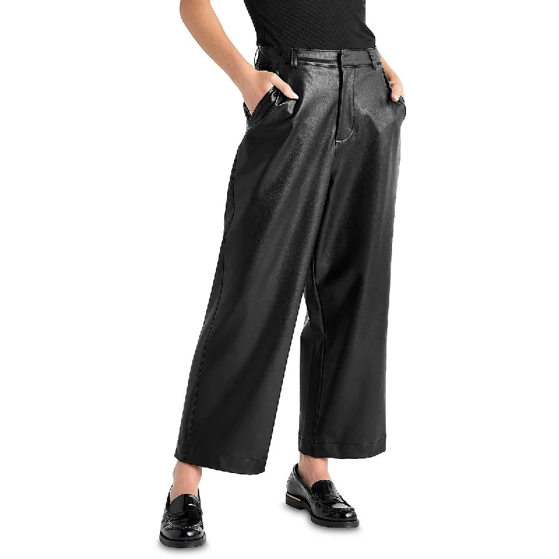 Boho-inspired tight trousers for women with earthy tones and relaxed fit -Splendid Womens Faux Leather Vegan Ankle Pants