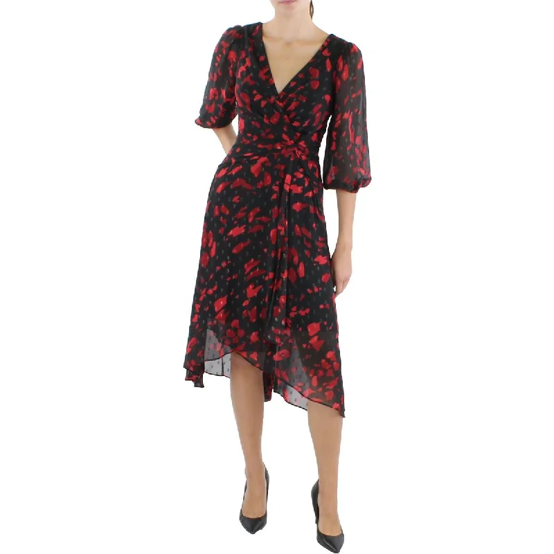 Low-waisted Dresses for Relaxed -DKNY Womens Chiffon Printed Midi Dress