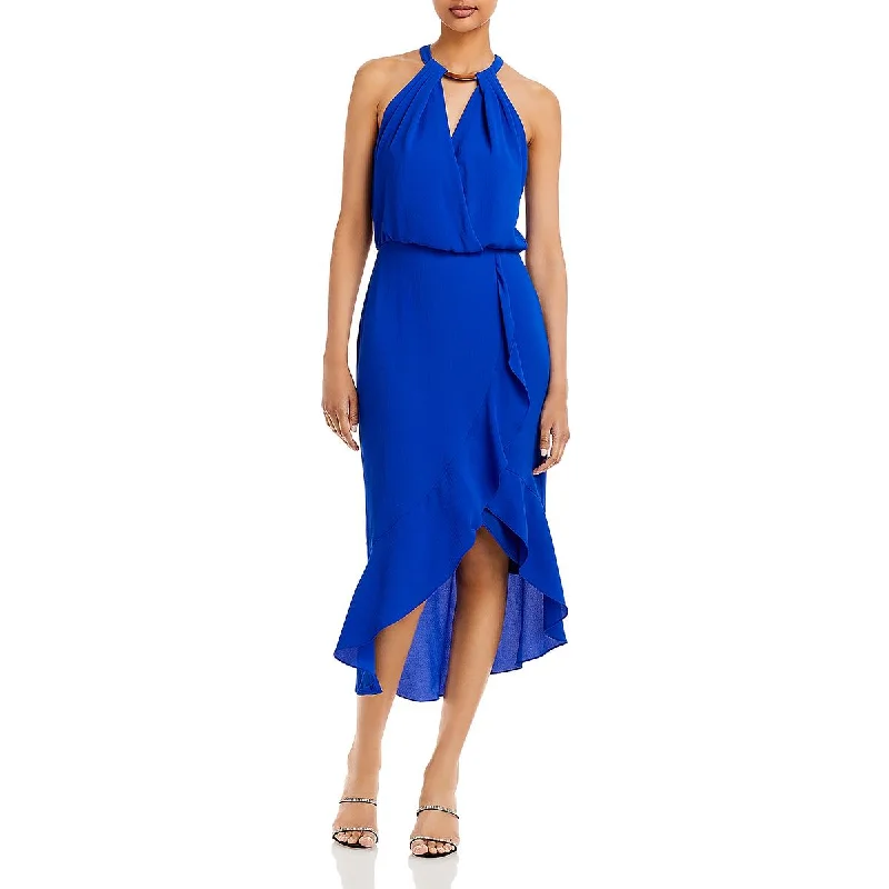 Low Waisted Party Dress for Relaxed -Aqua Womens Pleated Hi-Low Cocktail And Party Dress