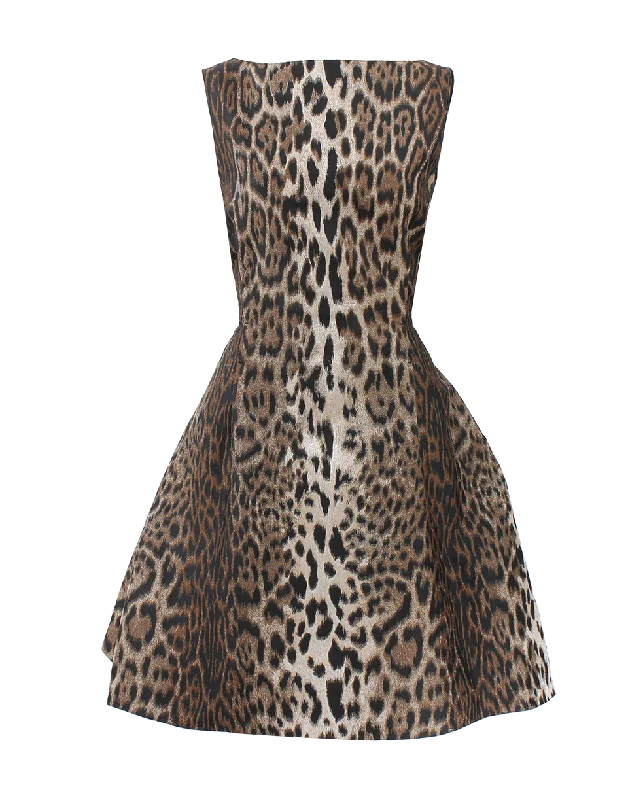 Prom Dresses for School Dance -Full Bottom Leopard Dress