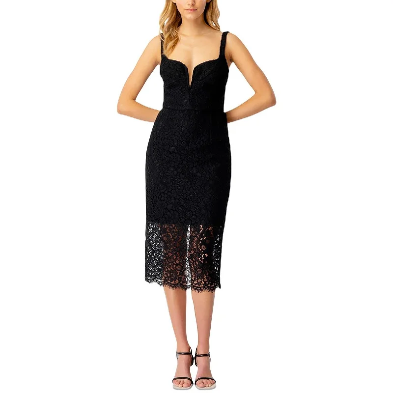 Tasseled Party Dress for Bohemian Look -Bardot Womens Plunging Midi Cocktail and Party Dress