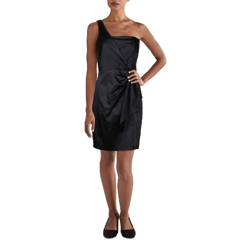 High Neck Party Dress for Modest Look -Lauren Ralph Lauren Womens Satin Pleated Cocktail And Party Dress