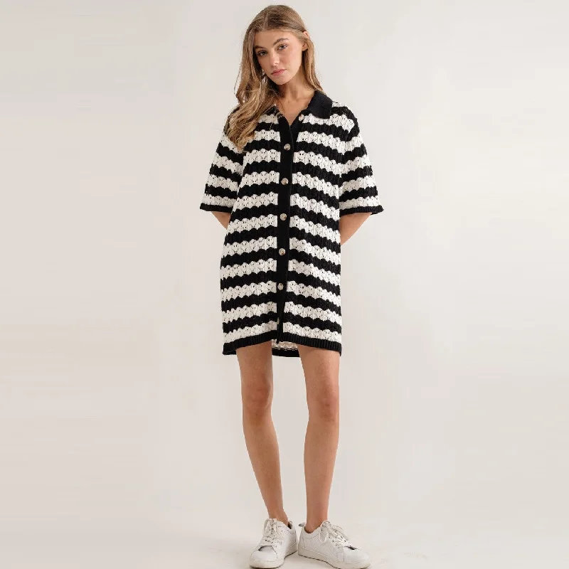 Work Dresses for Professional -Carol Dress (Black + Off White)