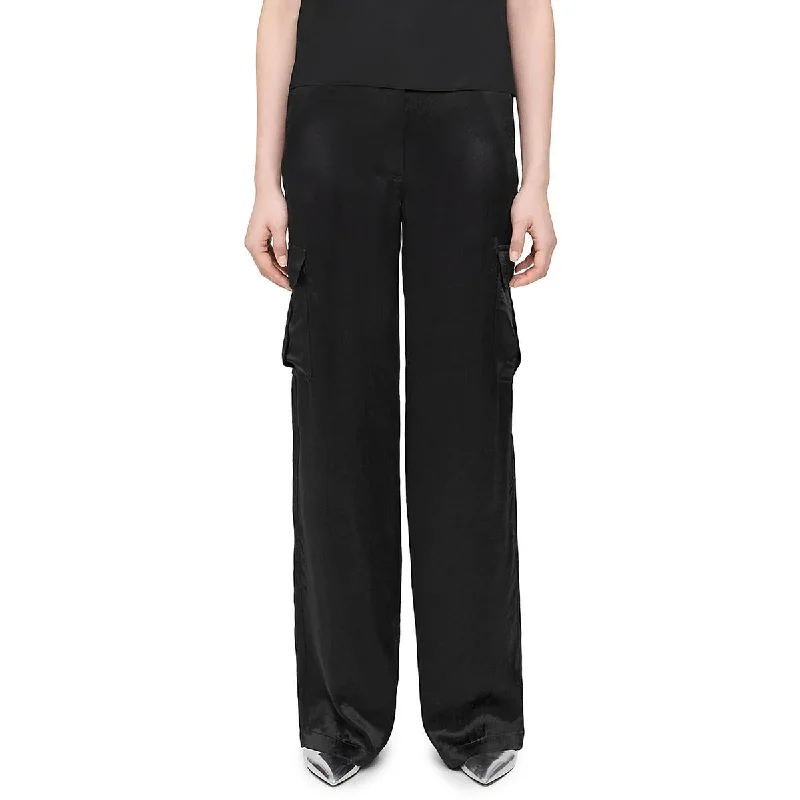 Smart casual tight trousers for women with cuffed ankle and tailored design -Theory Womens Mid-Rise Wide Leg Cargo Pants