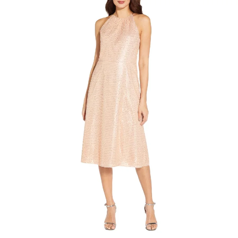 Sleeveless Party Dress for Cool Feel -Aidan by Aidan Mattox Womens Halter Sequined Cocktail and Party Dress