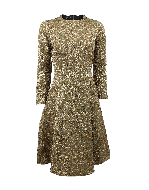 Brown Dresses for Earthy -Brocade Full Dress