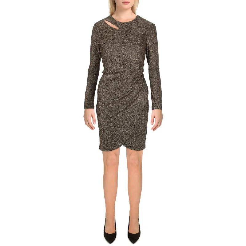 Beaded Dresses for Glamour -DKNY Womens Metallic Cut-Out Bodycon Dress