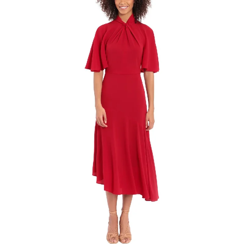 Geometric Party Dress for Modern Look -Maggy London Womens Crepe Midi Cocktail and Party Dress