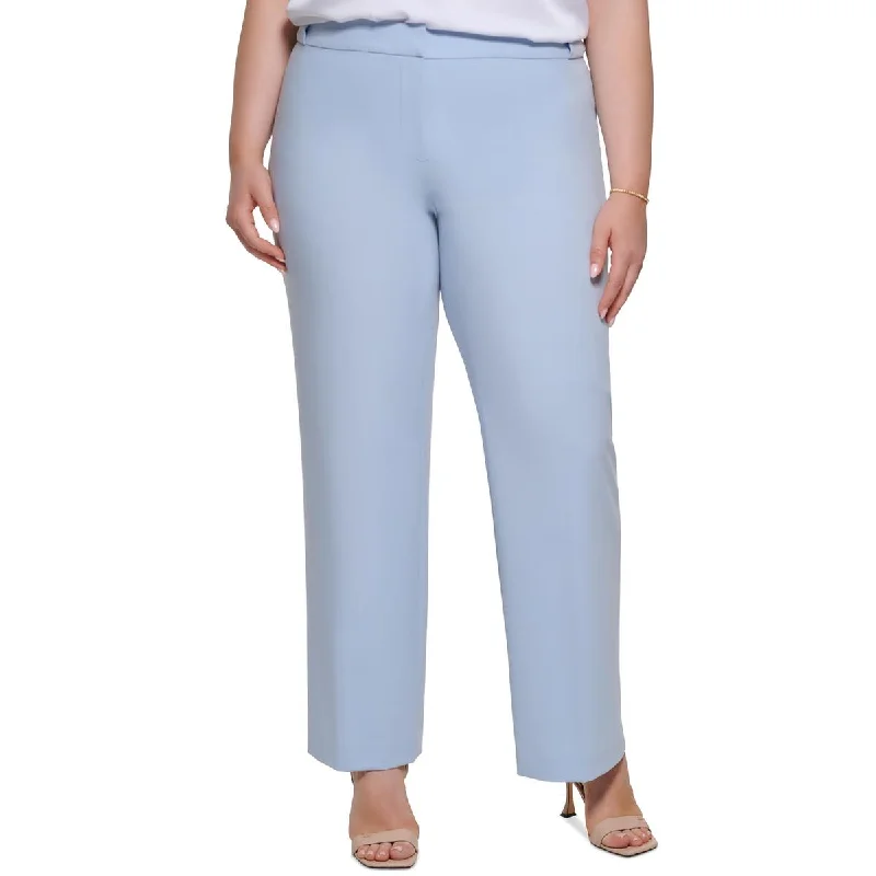 Denim tight trousers for women with skinny fit and timeless blue wash -Calvin Klein Womens Plus High Rise Solid Straight Leg Pants