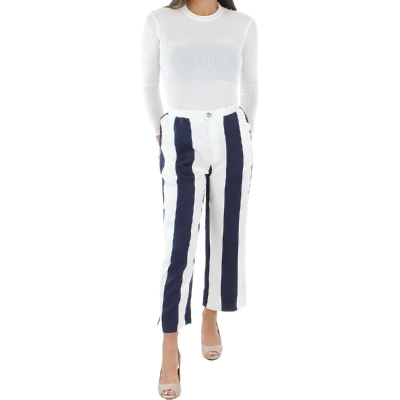 High-waisted tight trousers for women with belt loops for added style -Karen Kane Womens Striped Cropped Wide Leg Pants