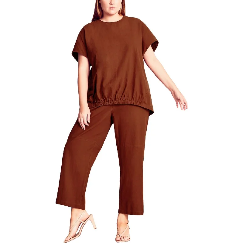 Tight trousers for women with pockets and slim silhouette for practical fashion -REFINITY Womens Plus Linen Blend Linen Wide Leg Pants