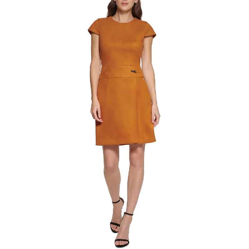 Mother's Day Dresses for Gift -DKNY Womens Faux Suede Panel Sheath Dress