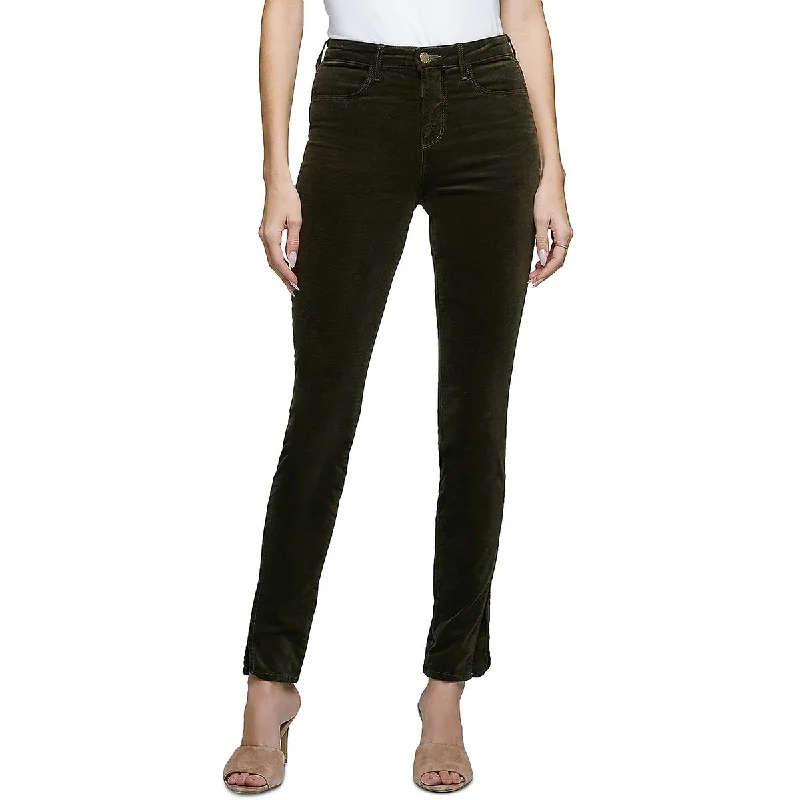 Casual tight trousers for women with comfy waistband and minimalistic style -L'Agence Womens Knit Corduroy Skinny Pants