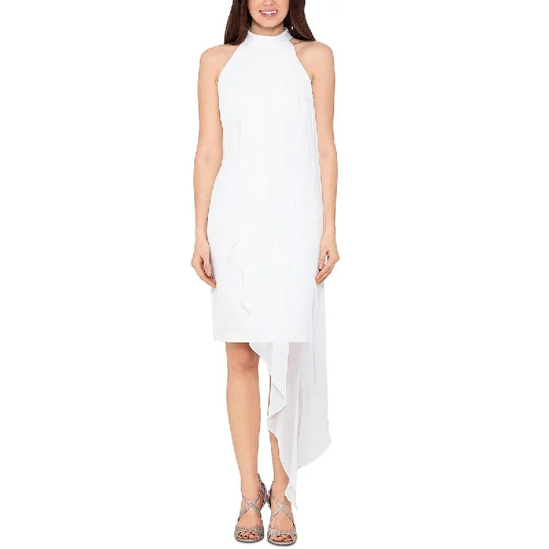 Hippie Dresses with Beads -Betsy & Adam Womens Chiffon Overlay Asymmetric Halter Dress