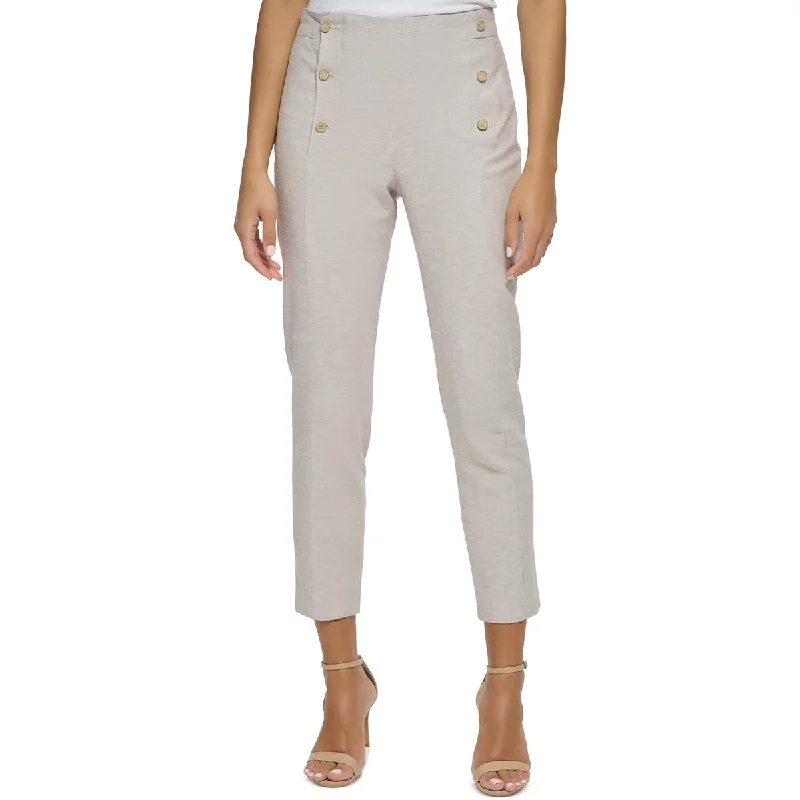 Classic tight trousers for women with smooth fabric and chic, timeless design -Donna Karan Womens High Rise Embellished Ankle Pants