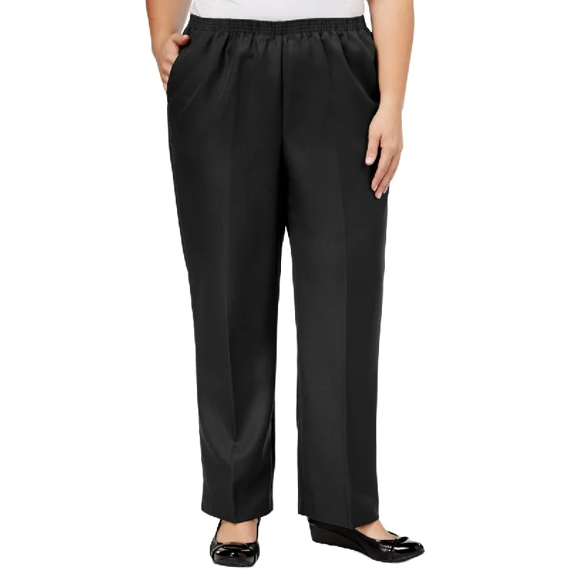 Retro-inspired tight trousers for men with a high-waisted fit and 80s vibe -Alfred Dunner Womens Plus Classics Pleated Pull On Straight Leg Pants