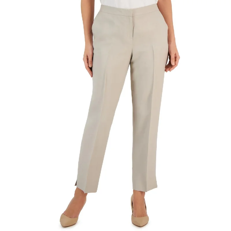 Black tight trousers for women with sleek design and versatile styling options -Kasper Womens Plus Summer Linen Blend Wide Leg Pants