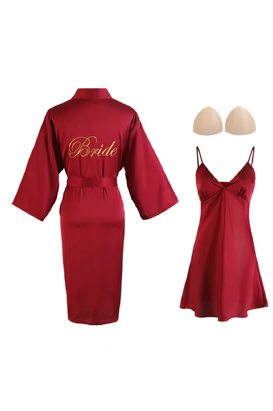 Prom Dresses for School Dance -Burgundy Bride Pajamas Bridesmaids Nightdress Set For Wedding Party