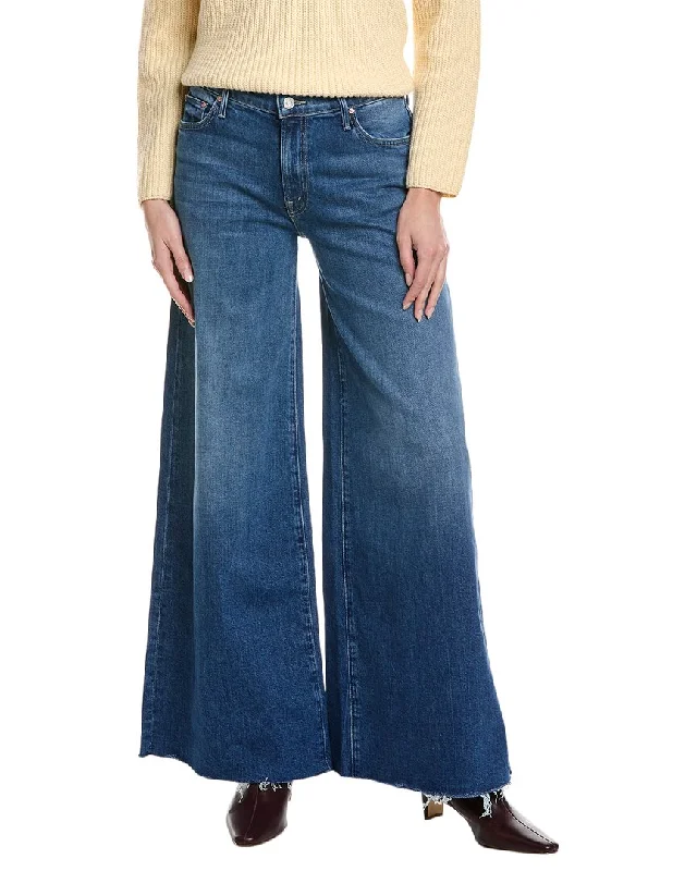 Stylish tight trousers for women with high-waisted fit for flattering look -MOTHER The Swisher Sneak Fray Punch Buggy Wide Leg Jean