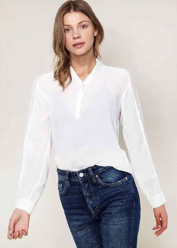 Oxford Shirts for Sophisticated -Women's Mandarin Collar Shirt Blouse