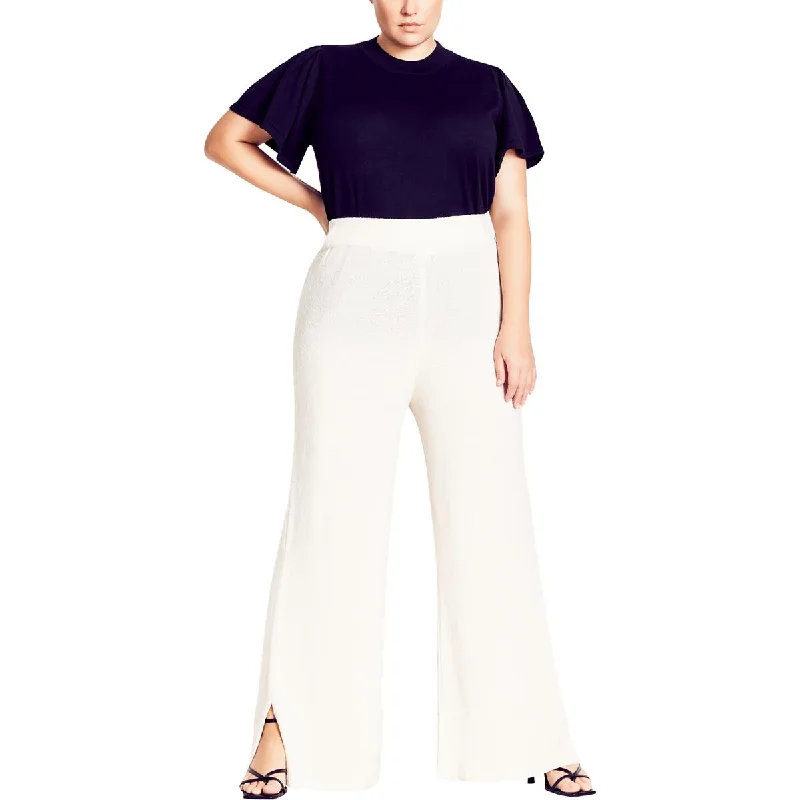 Black tight trousers for women with sleek design and versatile styling options -REFINITY Womens Split Hem Long Wide Leg Pants