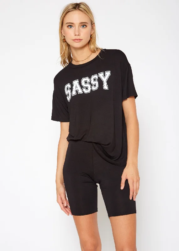 Push Back Blouses for Convenience -Women's  Sassy Basic T-Shirt