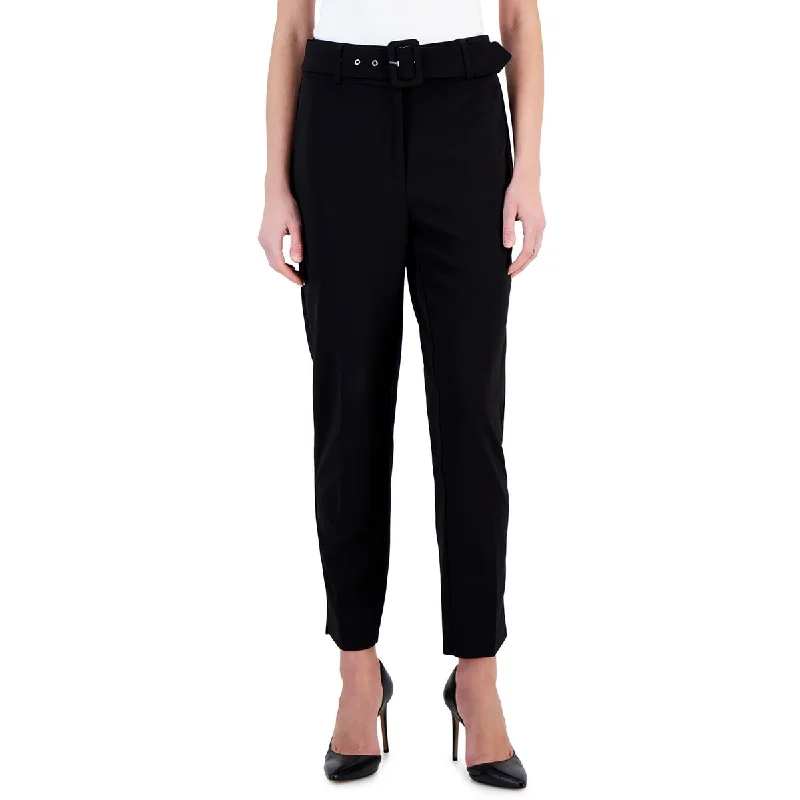 Tight trousers for men with zip fly and flat-front design for a polished look -T Tahari Womens High Rise Belted Ankle Pants