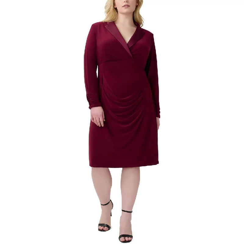 Party Dress with Bow for Cute Touch -Adrianna Papell Womens Plus Notch Collar  Cocktail and Party Dress