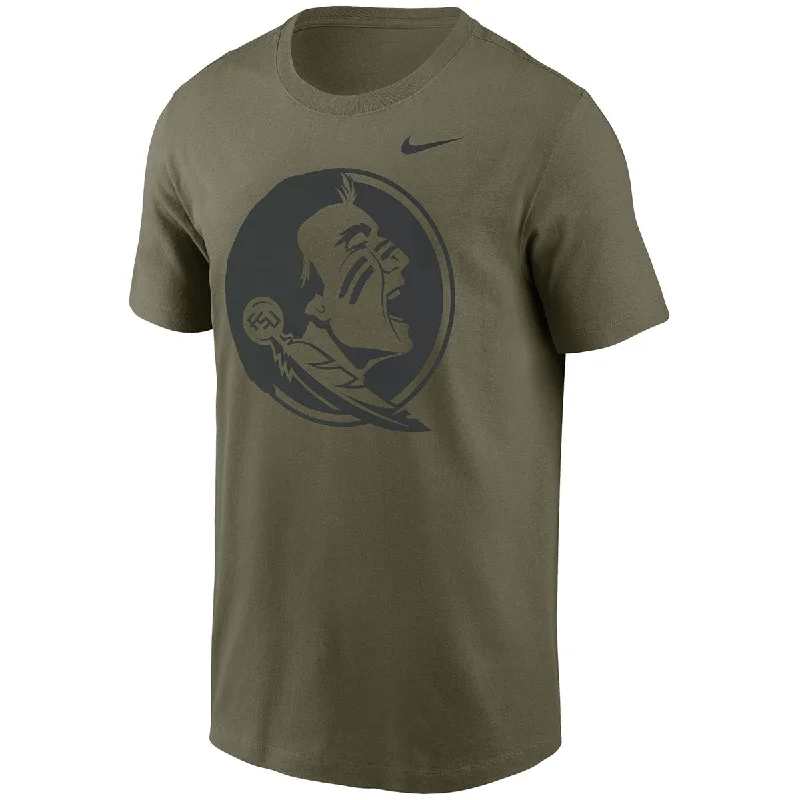 Elastic Shirts for Flex -Nike Men's Seminole Logo Short Sleeve Dri-fit Military T-shirt - Olive