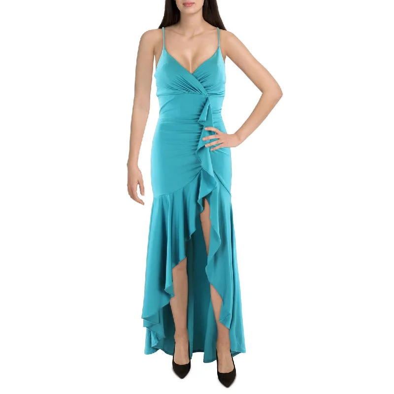 Wrap Party Dress for Adjustable Fit -Emerald Sundae Womens Juniors Ruffled Long Cocktail and Party Dress